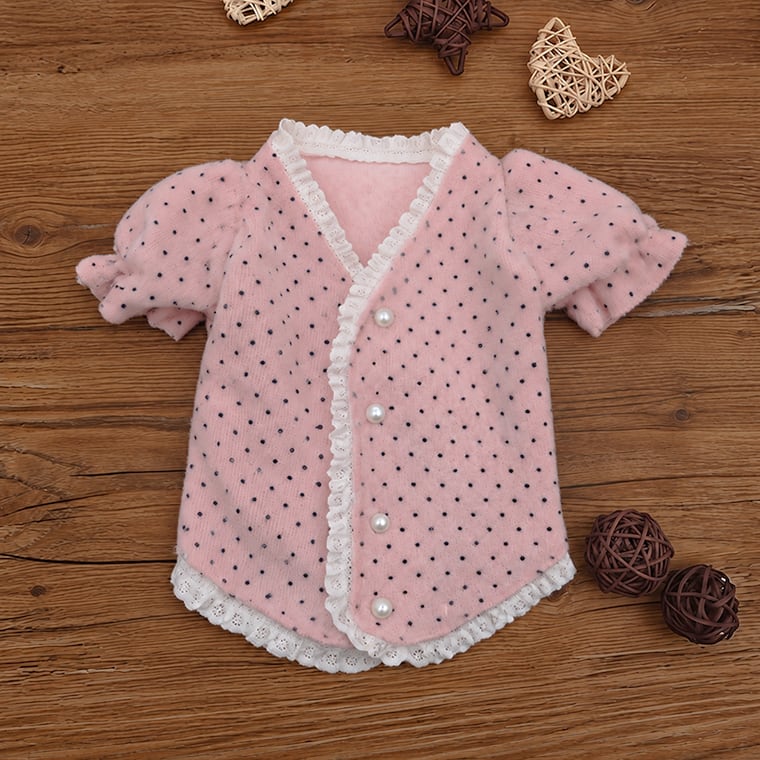 baby dot cardigan S ~ XL 2color / 犬服 秋冬 可愛い 犬の服 トップス ドッグウェア アンゴラ カーディガン もこもこ 暖かい 室内服 小型犬 中型犬 お揃い 韓国ワンコ服 アウター