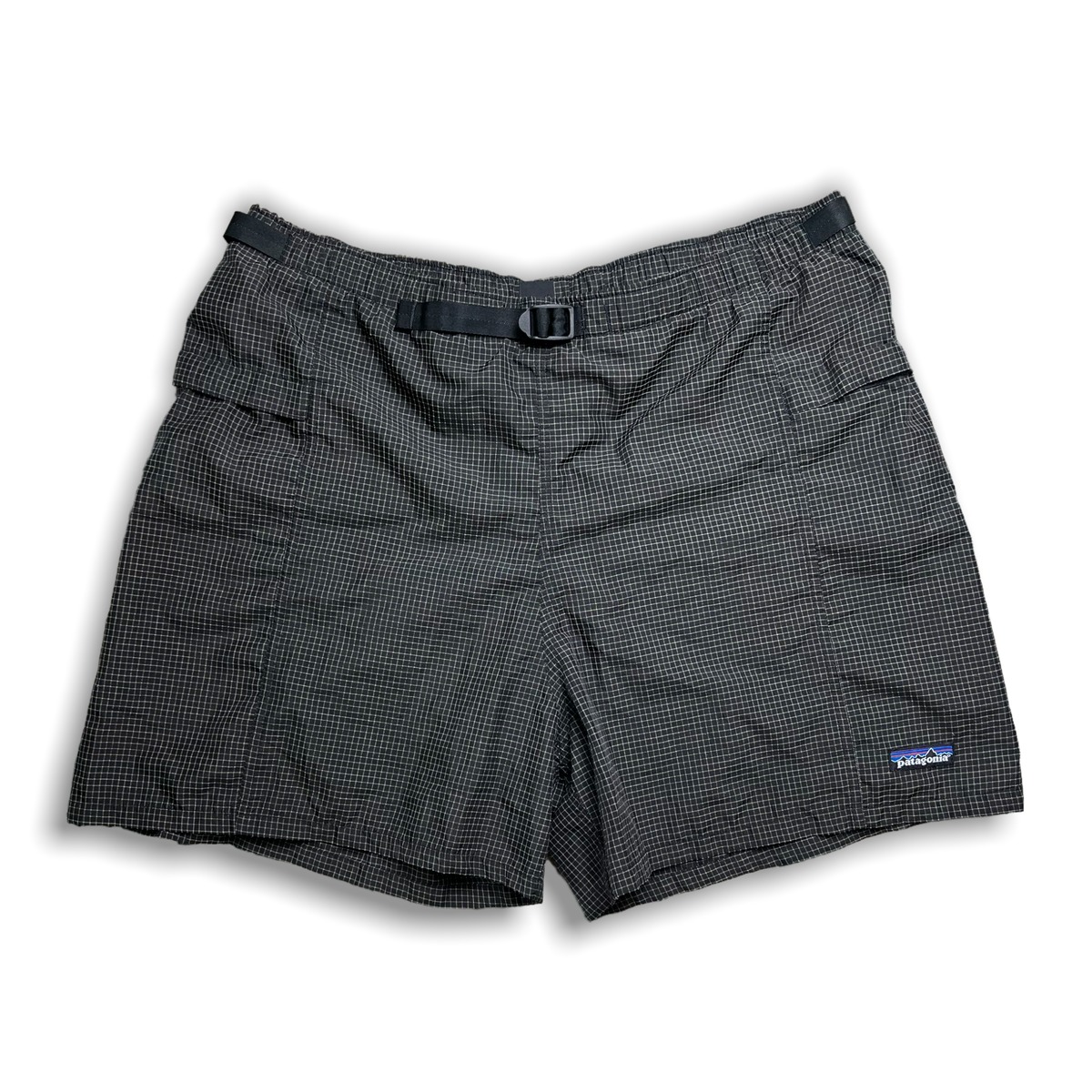 1997 PATAGONIA RIVER SHORTS GRIDSTOP BLACK MOSS