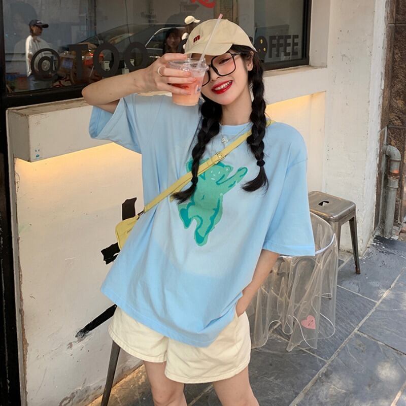 パターンプリントTシャツ レディースサマースタイルルーズトップス コットン 夏物 YY-ファッション53738252989