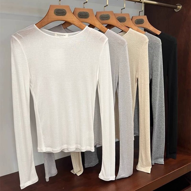 summer knit long sleeve tops　W00080
