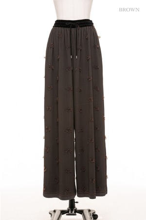 crushed floral pleated trousers