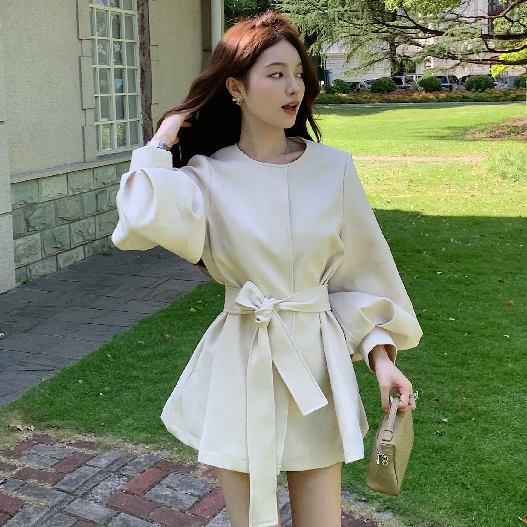 【dress】2WAYノーカラーミニワンピース N3327