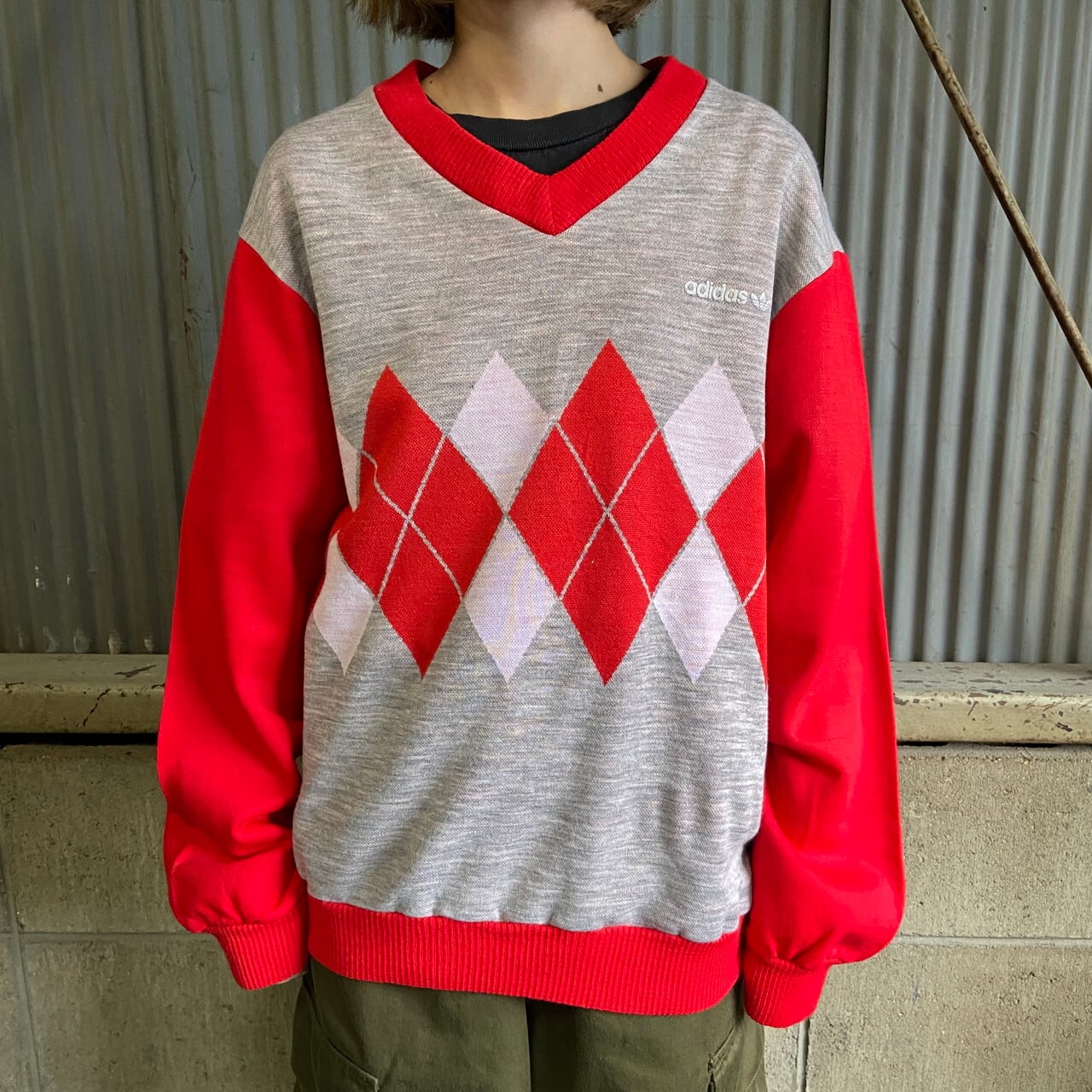 70年代 フランス製 adidas アディダス VENTEX社製 アーガイル柄 
