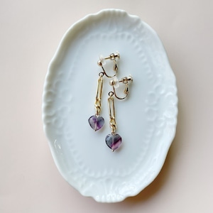 Fluorite petit heart ピアス／イヤリング G