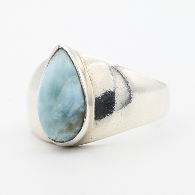 Larimar Accent Tear-drop Design Top Ring #28.0 / Denmark