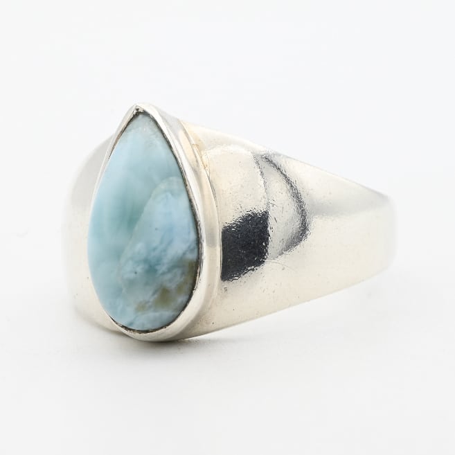 Larimar Accent Tear-drop Design Top Ring #28.0 / Denmark