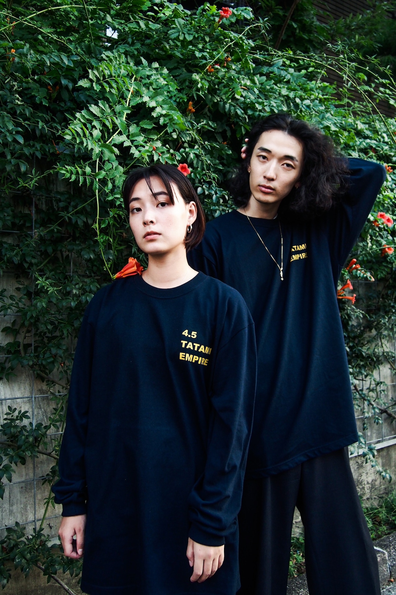 4.5TATAMI flower long sleeve NAVY