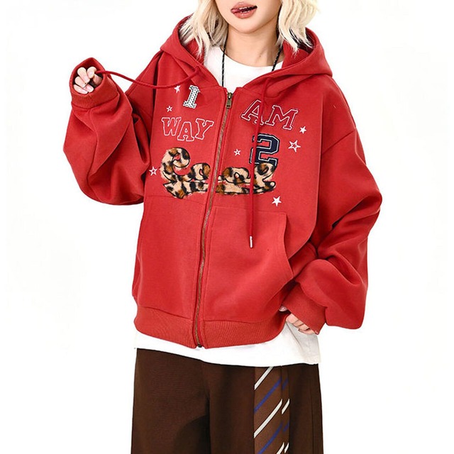 カレッジナンバリングアニマルロゴジップフーディ 2col   R01433