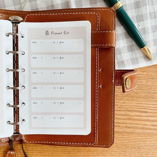 ミニ6穴サイズ/プレゼントリストリフィル