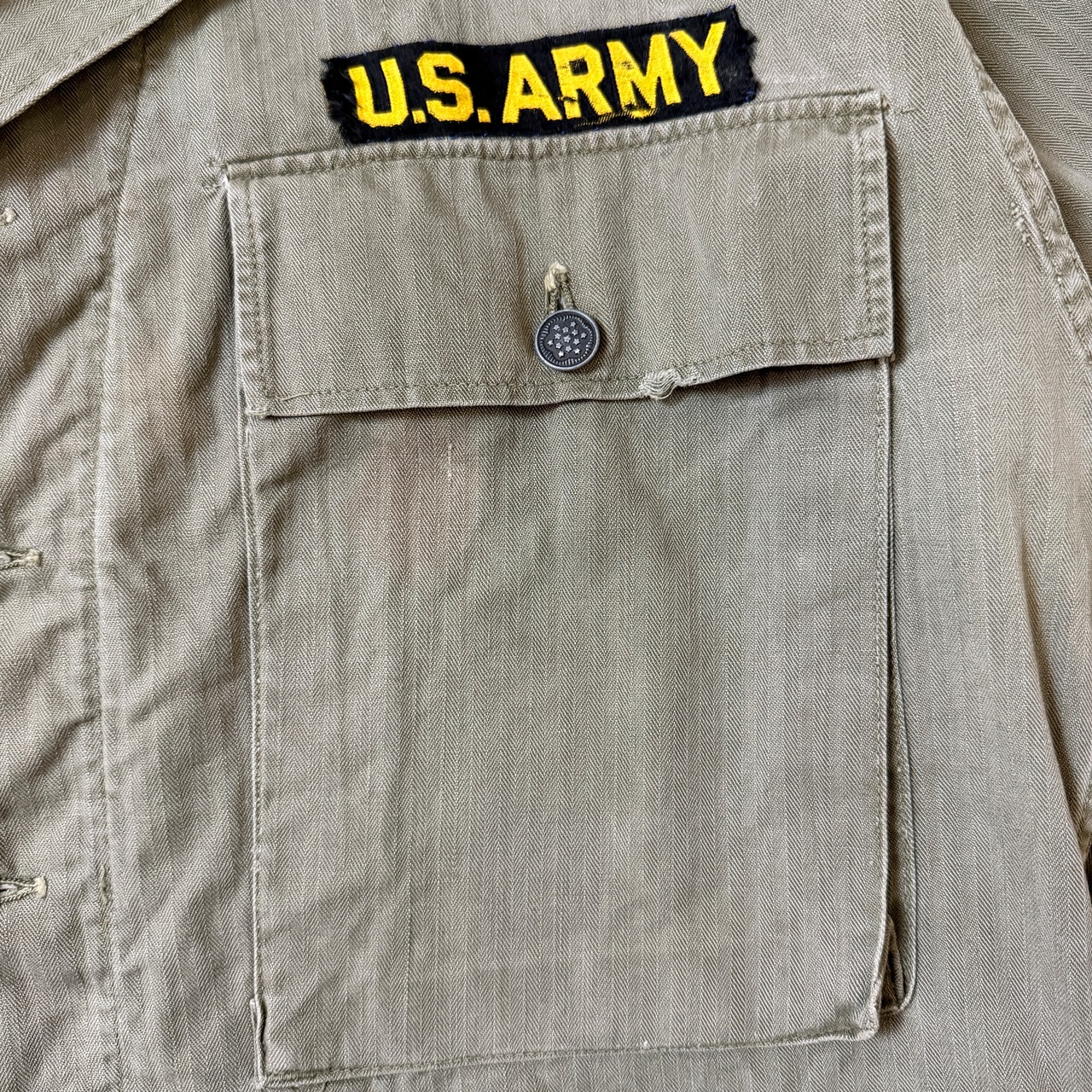 40's M-43 HBT Shirt Jacket US-ARMY 40年代 アメリカ軍 ヘリンボーン シャツ ジャケット ミリタリー ヴィンテージ ビンテージ  TT2026-0035 - 6