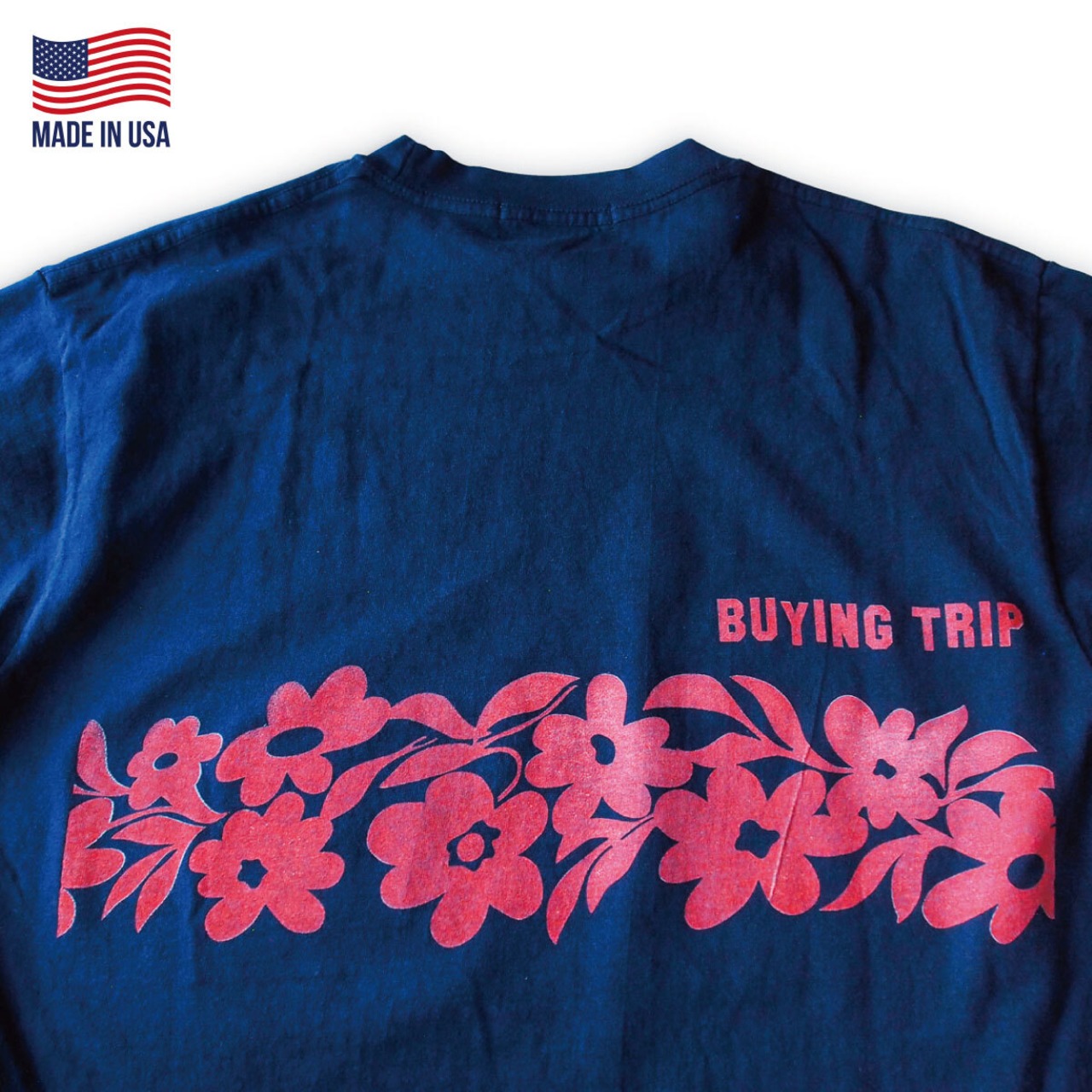 【BUYING TRIP】"Flower" Garment Dye Long Sleeve T-shirt (NAVY DYED)