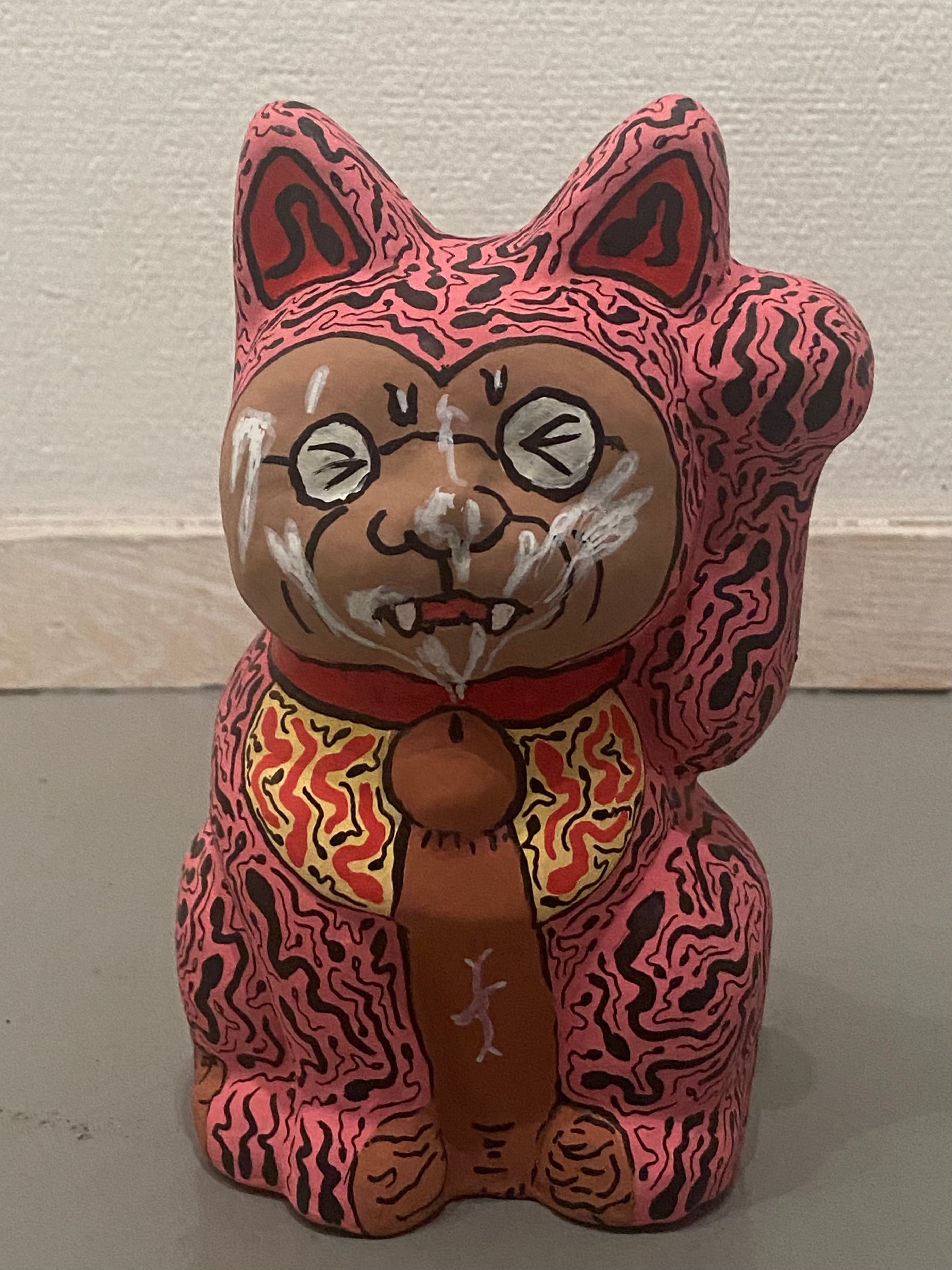 顔射招き猫「村田タイプ」後ろに佐吉と定吉 | 根本敬小売店ーTakashi