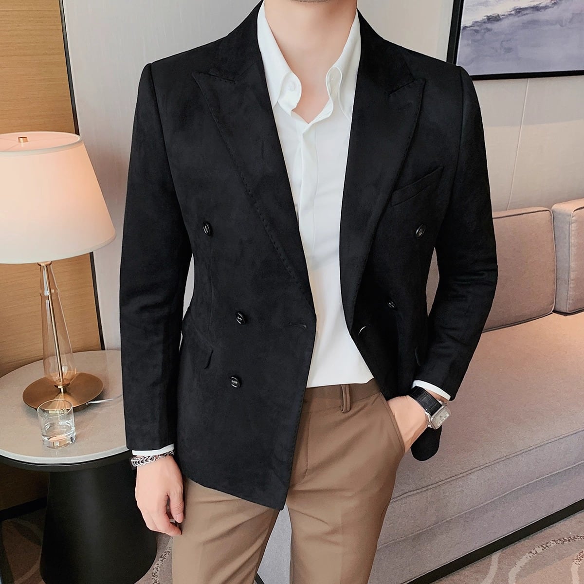  シングルブレストブレザー スエードジャケット シングルブレストブレザー スエード素材 スエード メンズテーラード