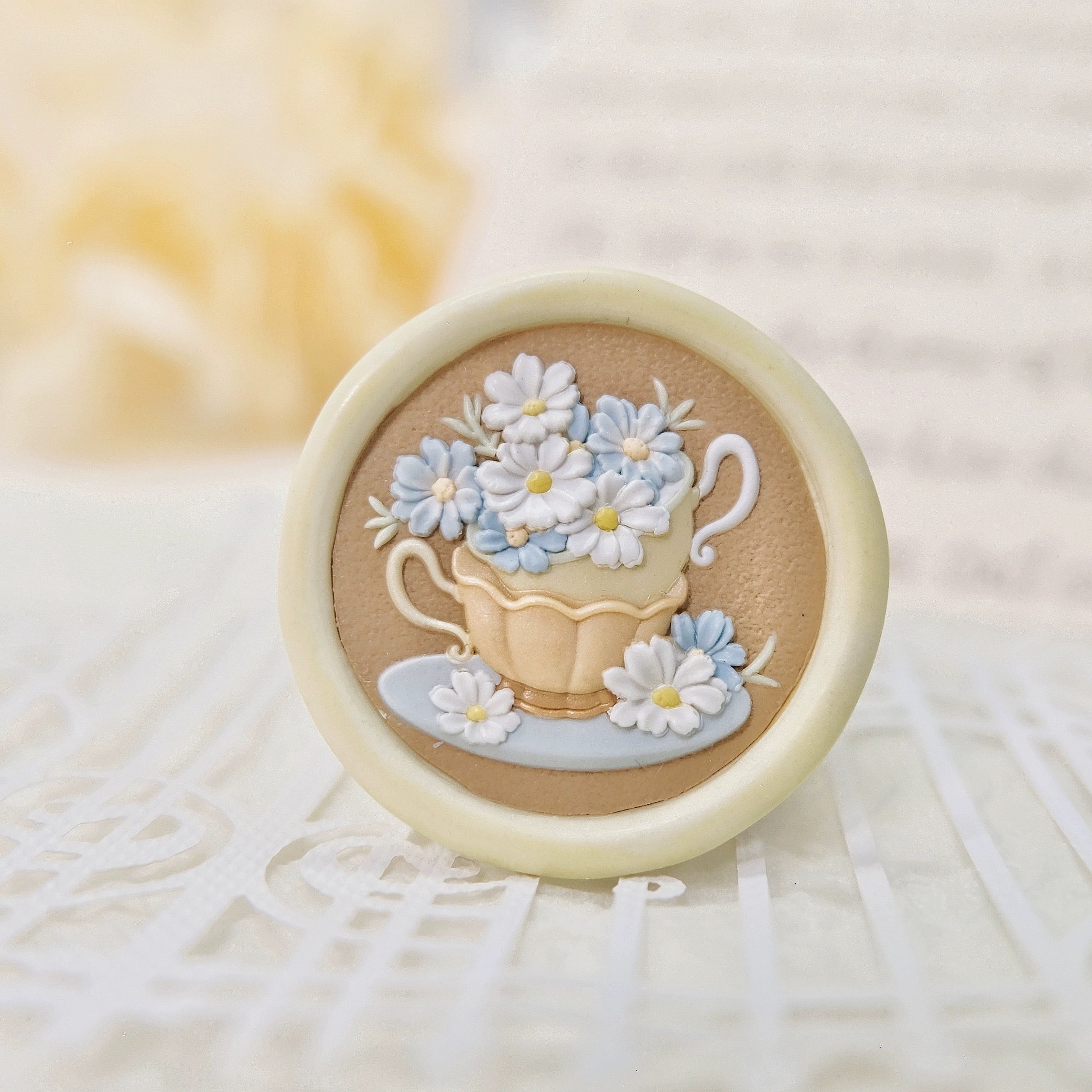 一鉢のヒナギク25mm・シーリングスタンプ