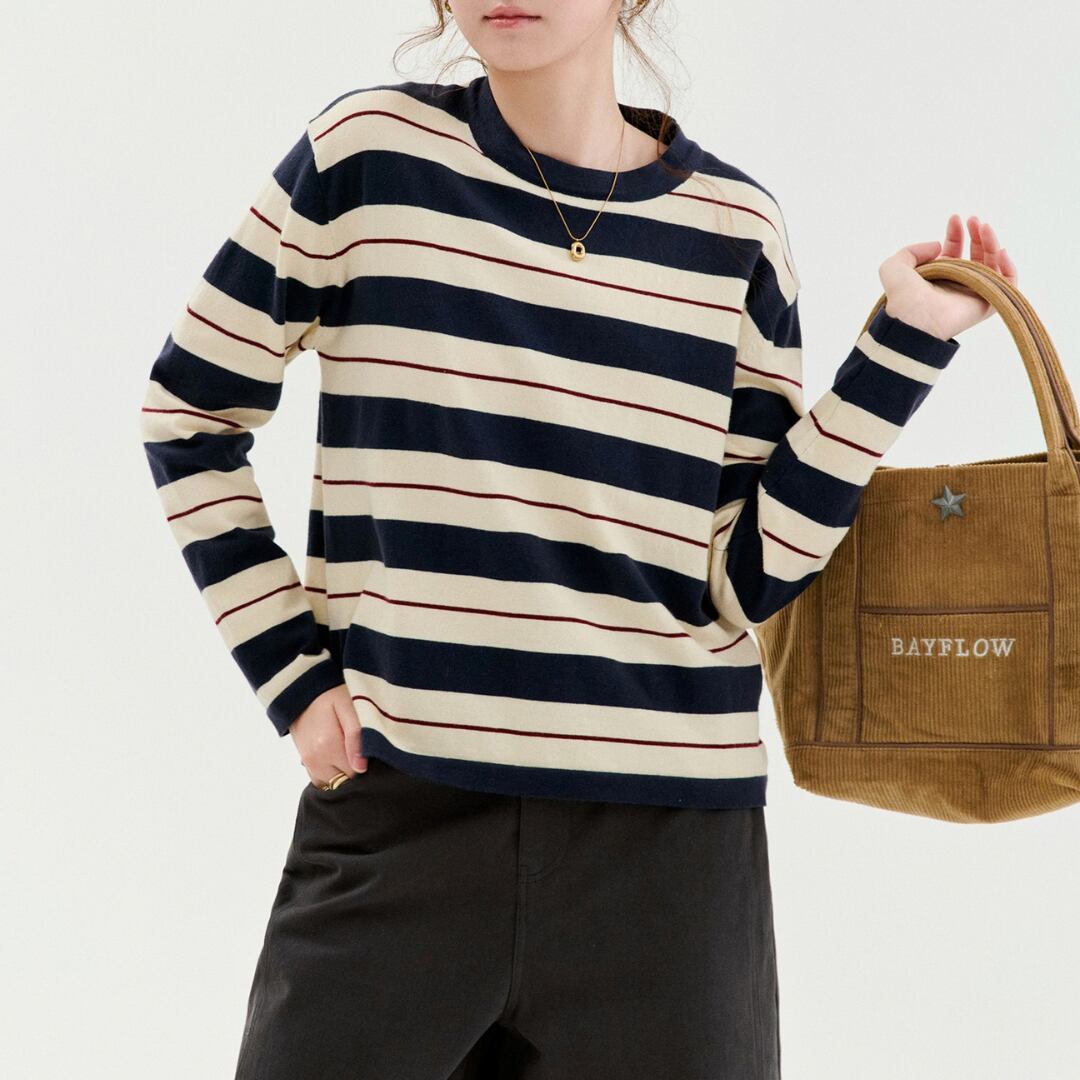 striped long sleeve knit
