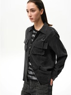 Slight Vogue Matte Cupro Military Zip Shirt