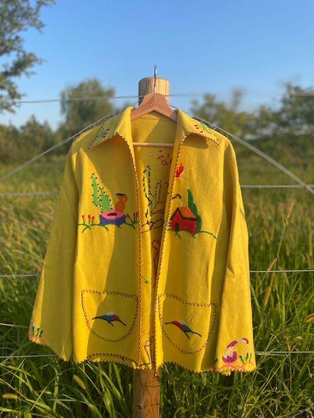 Vintage Mexican Yellow Jacket  / ヴィンテージ メキシカン ウール ジャケット 刺繍