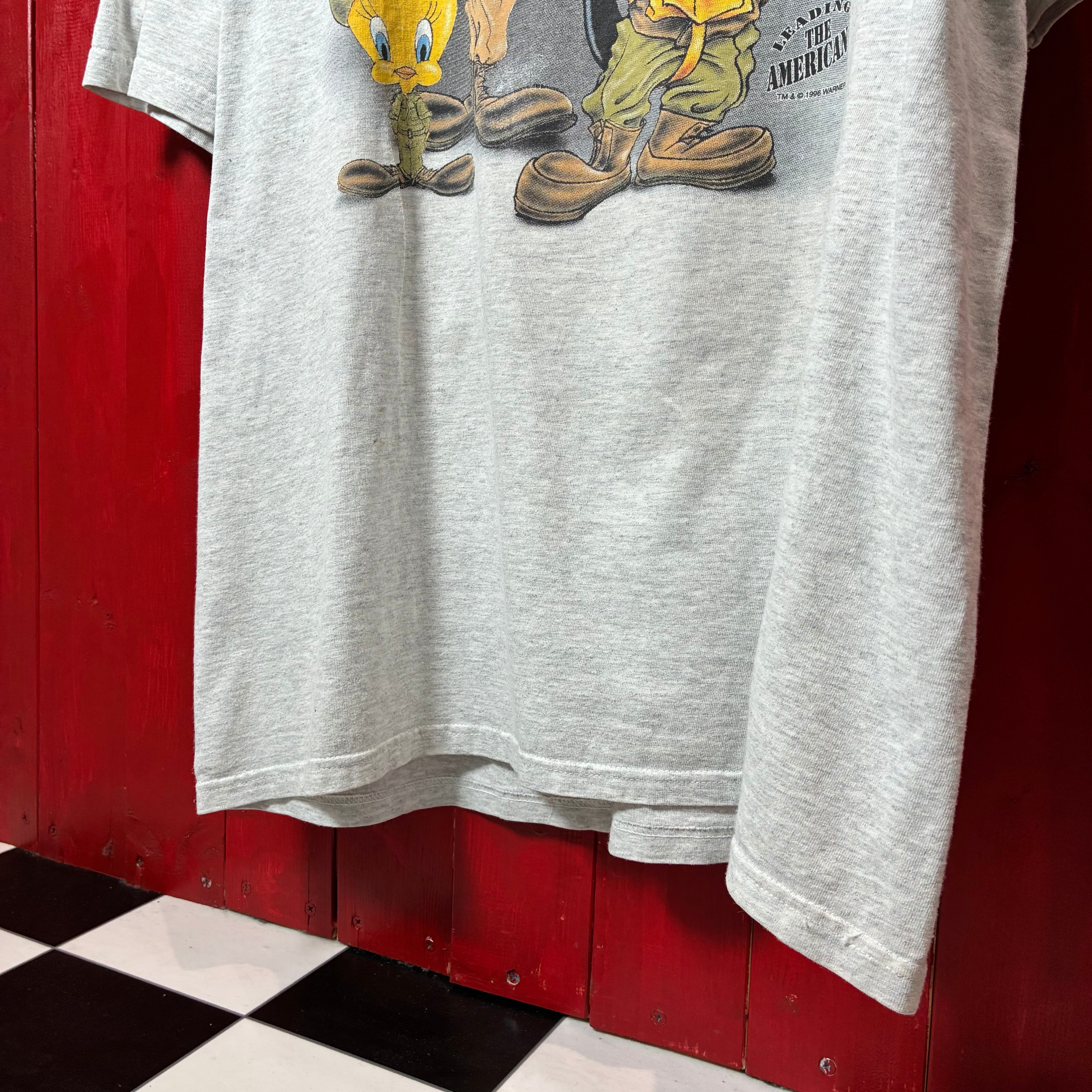 90s USA製LOONEY TUNES キャラクターTシャツ グレー ルーニー