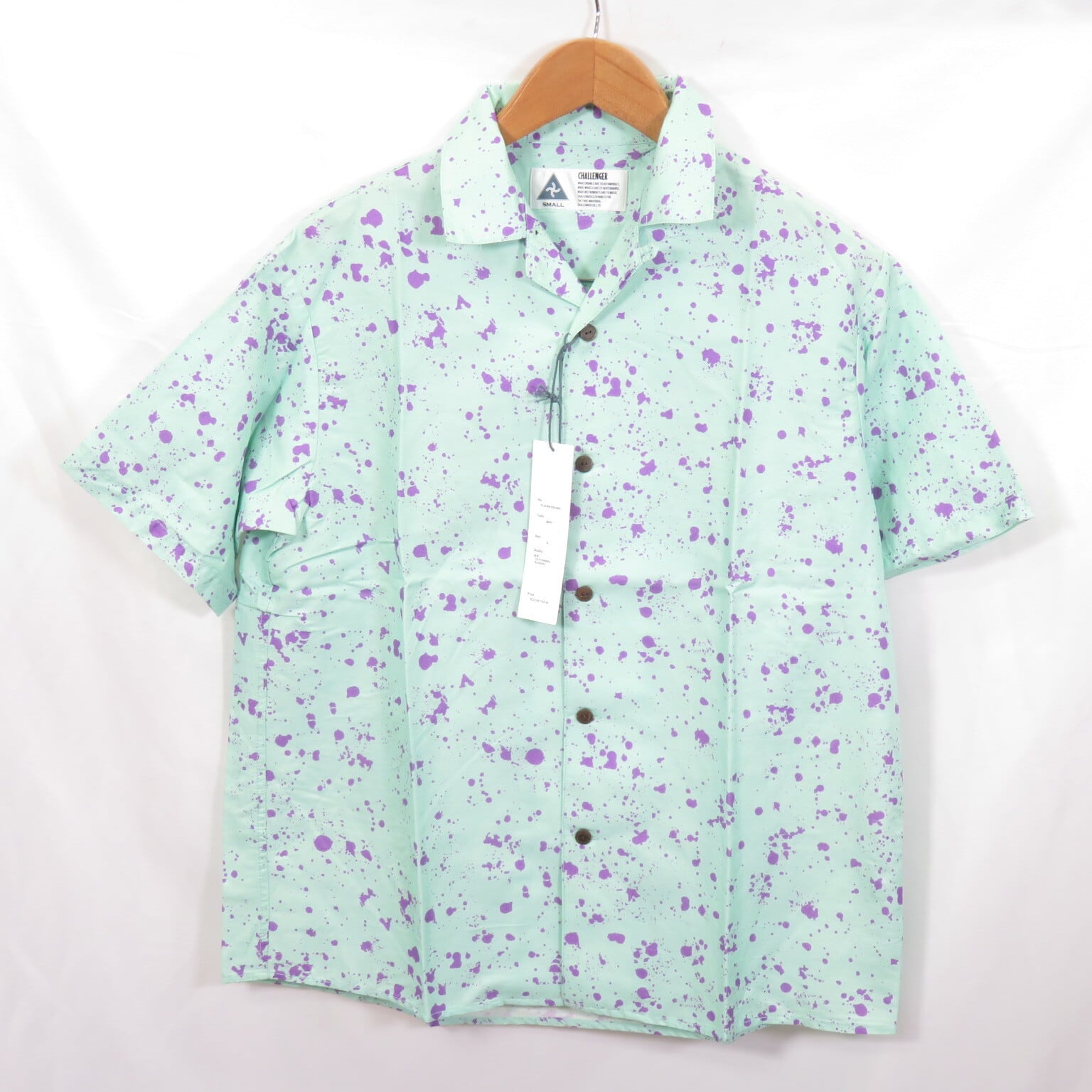 未使用 CHALLENGER SPLATTER SHIRT オープンカラー シャツ MINT sizeS
