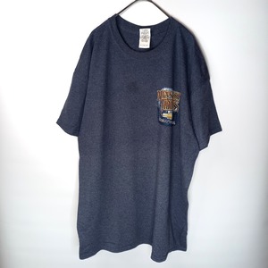 ギルダン　クルーネック　プリントT　企業ロゴ　オーバーサイズ　ネイビー　XL