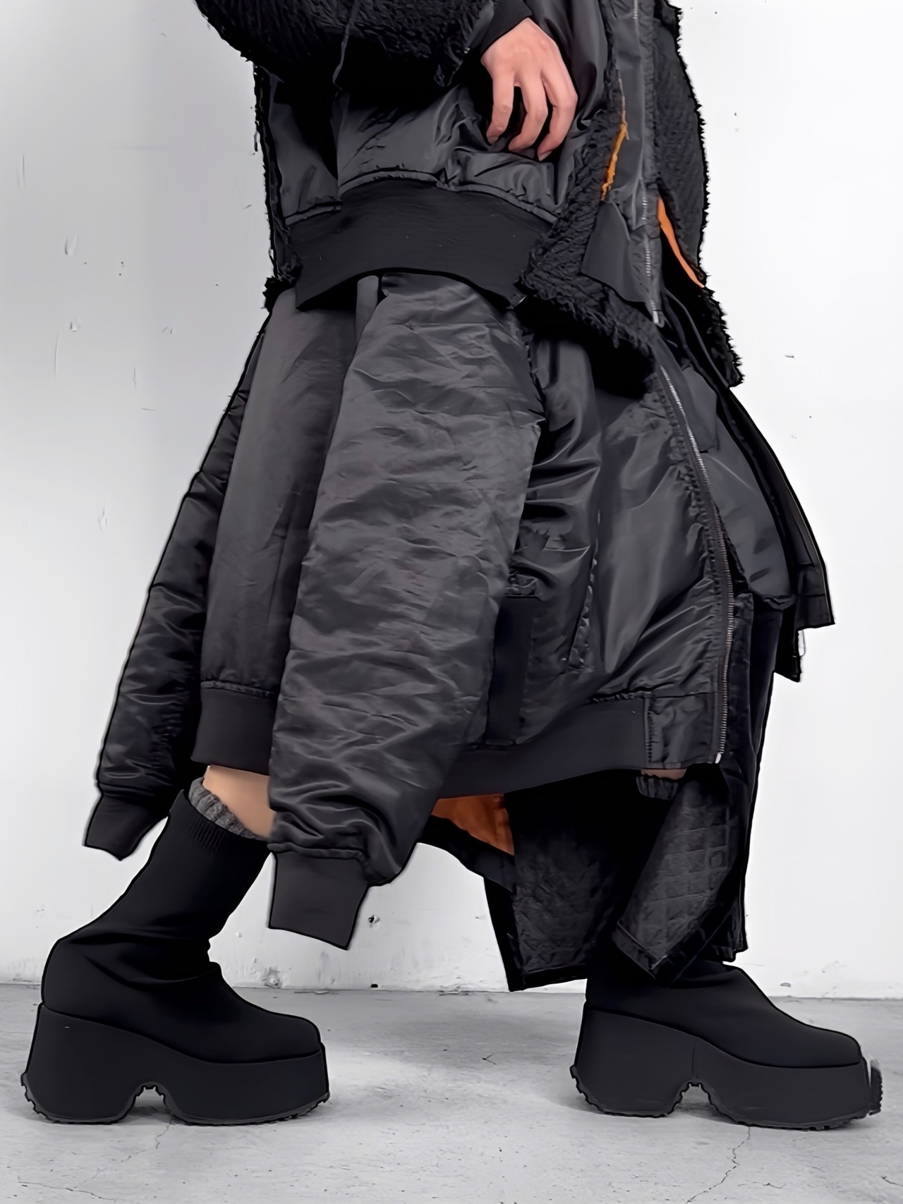 "再構築" MA-1×Denim Asymmetric Military Skirt - 3