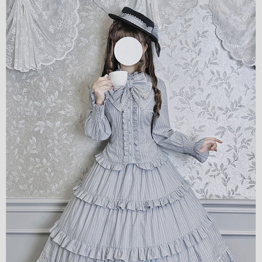 予約商品】クラシカルロリータ｜縦ストライプと大リボンが主役