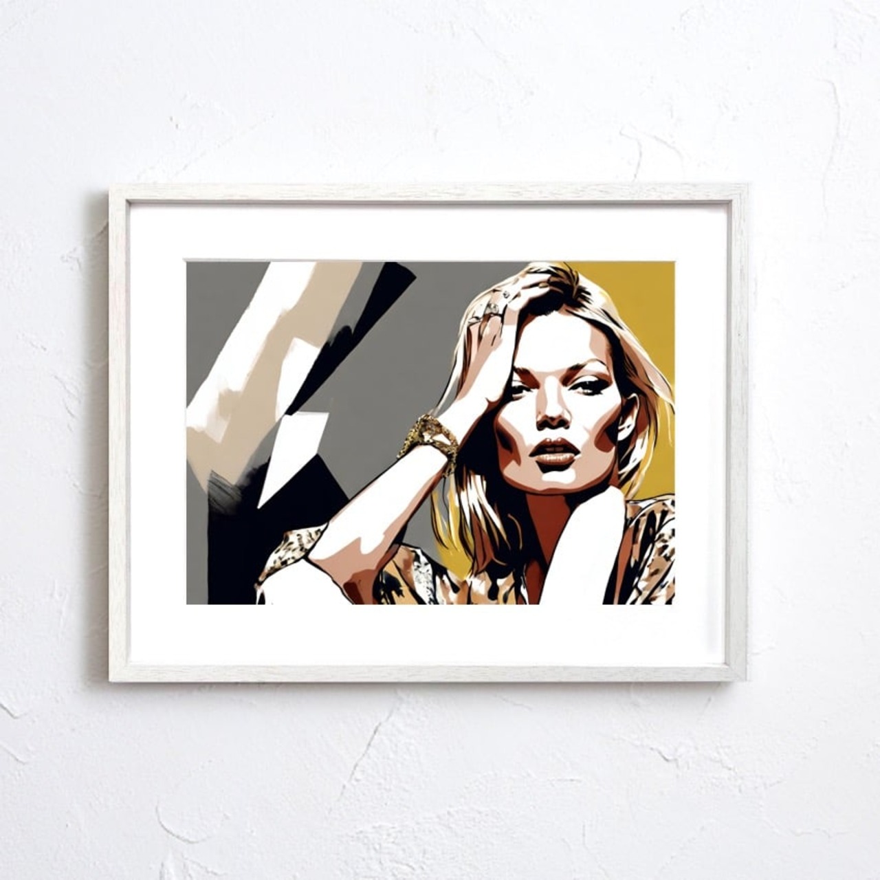Legend Kate Moss｜ファッションアイコンの魅力を映すポートレートアートポスター｜洗練と存在感が空間をドラマティックに彩るA4ポスター