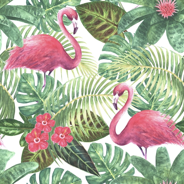 【FASANA】バラ売り2枚 ランチサイズ ペーパーナプキン Tropical Flamingo ホワイト