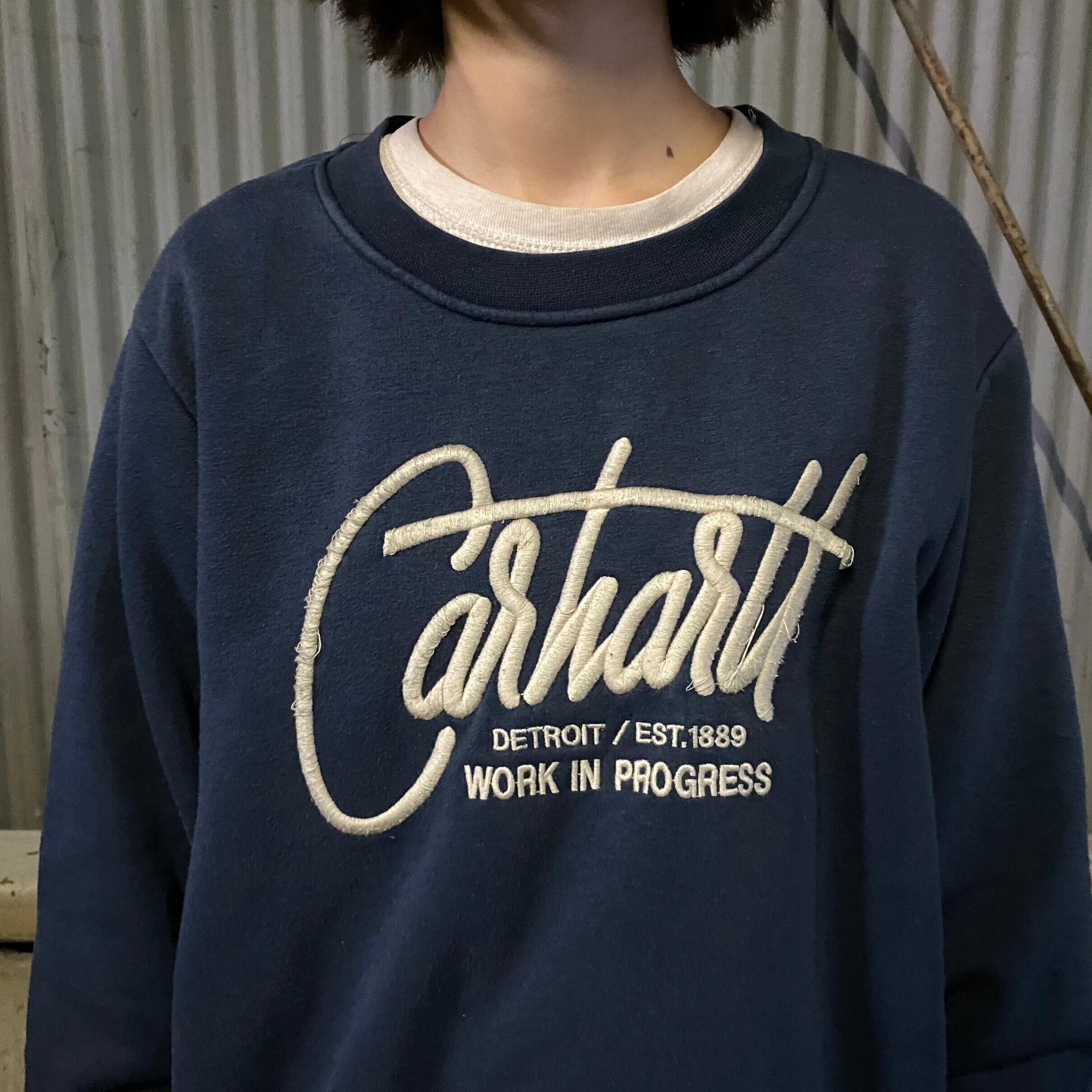 Carhartt カーハート ロゴ 刺繍 スウェットシャツ メンズM相当 古着 ...