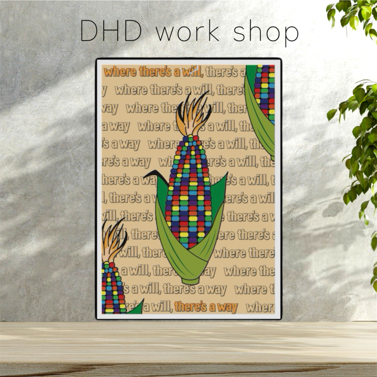 DHD(M)013【フレーム付きインテリアポスターA2　とうもろこしⅡ】