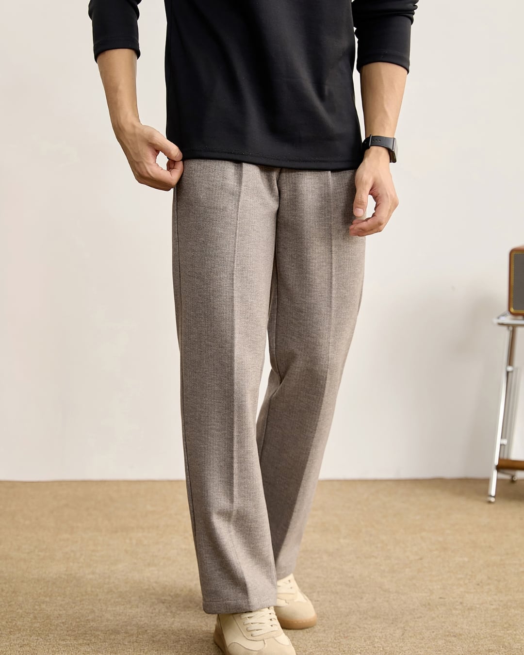 ウール混 タック入りアーバンパンツ 3色 A0009
