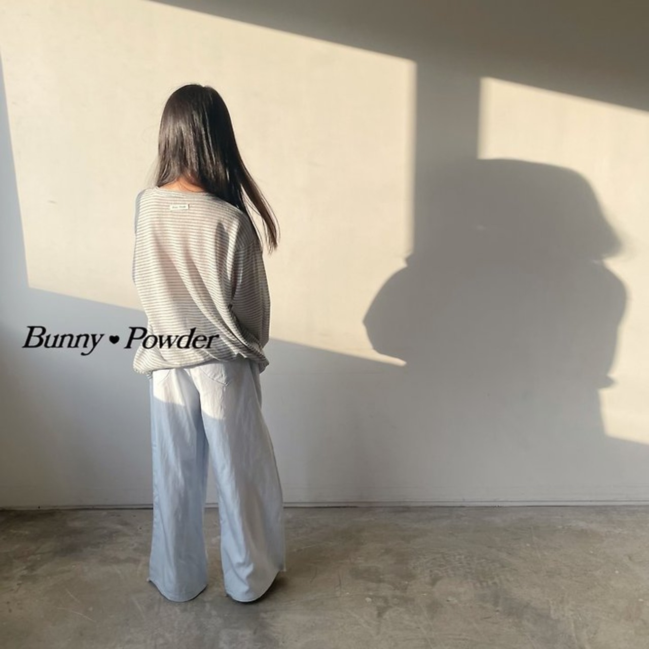 [Bunny Powder] Loose striped tee (2XL/3XL/4XL) / [버니파우더] 루즈단가라티 (2XL/3XL/4XL)