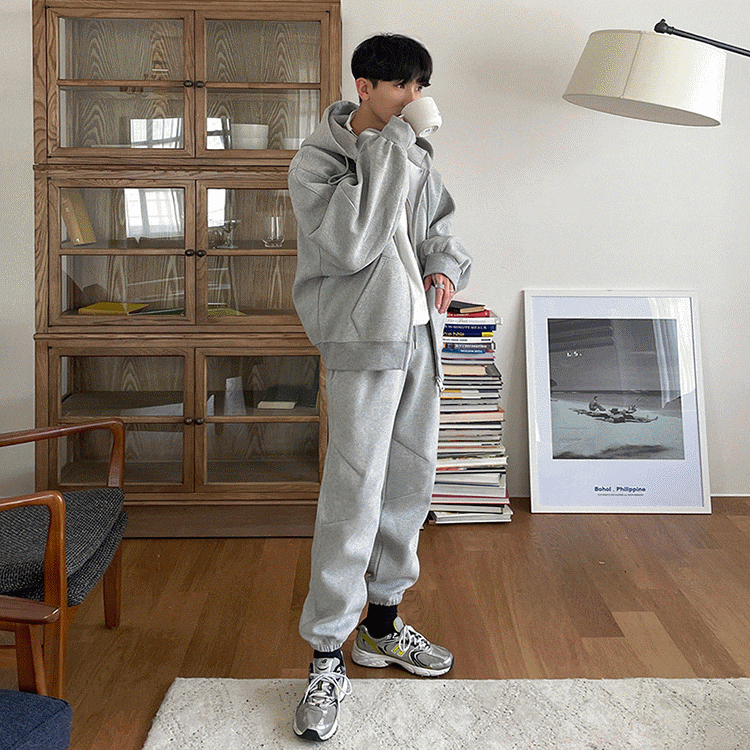 フード付き ジップパーカー スウェットパンツ セットアップ スウェット