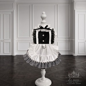予約【№B06606】モノトーン　ギンガムチェック　エプロンワンピ　牽引金具付き