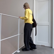 刺繍ロゴスウェットライクKnit/イエロー