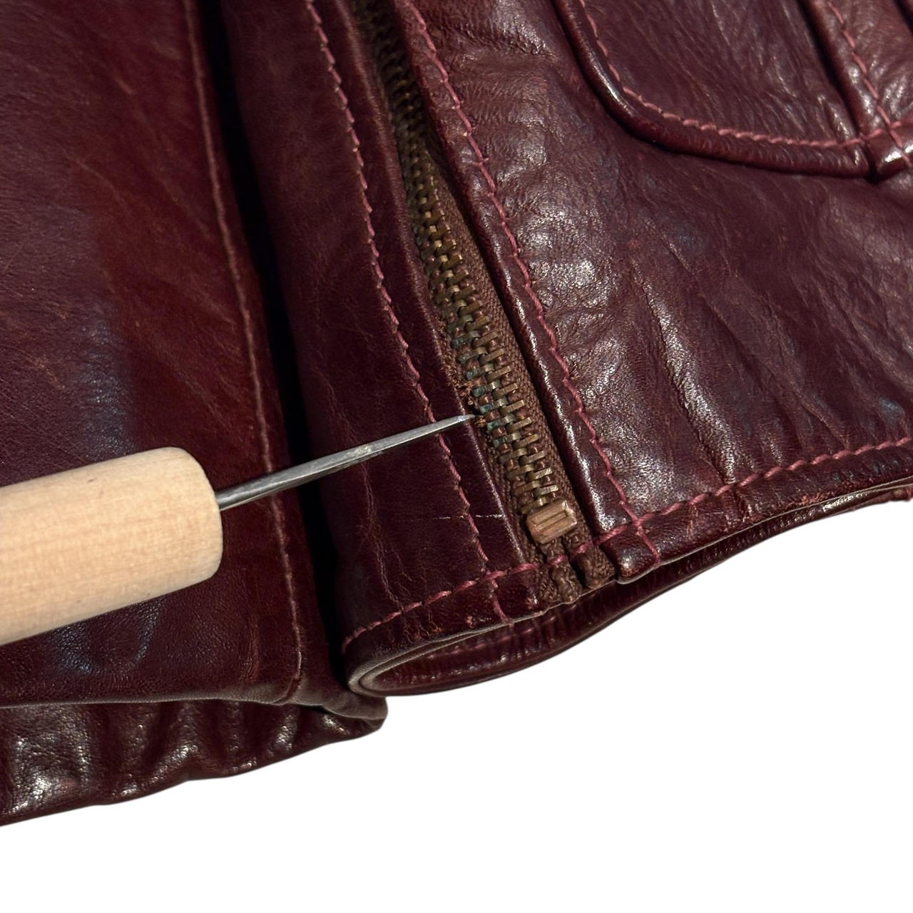 vintage 1970’s EAST WEST MUSICAL INSTRUMENTS leather jacket “SMOKE”