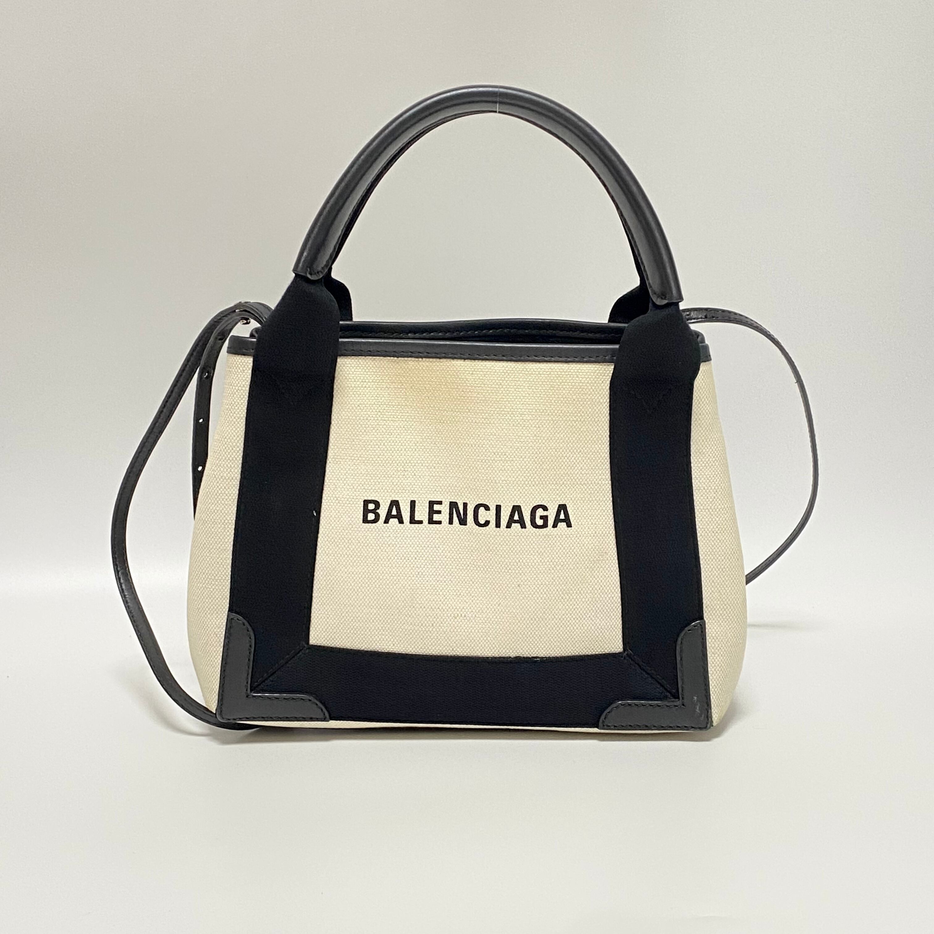 BALENCIAGA バレンシアガ ネイビーカバスXS レザー×キャンバス 2WAY 