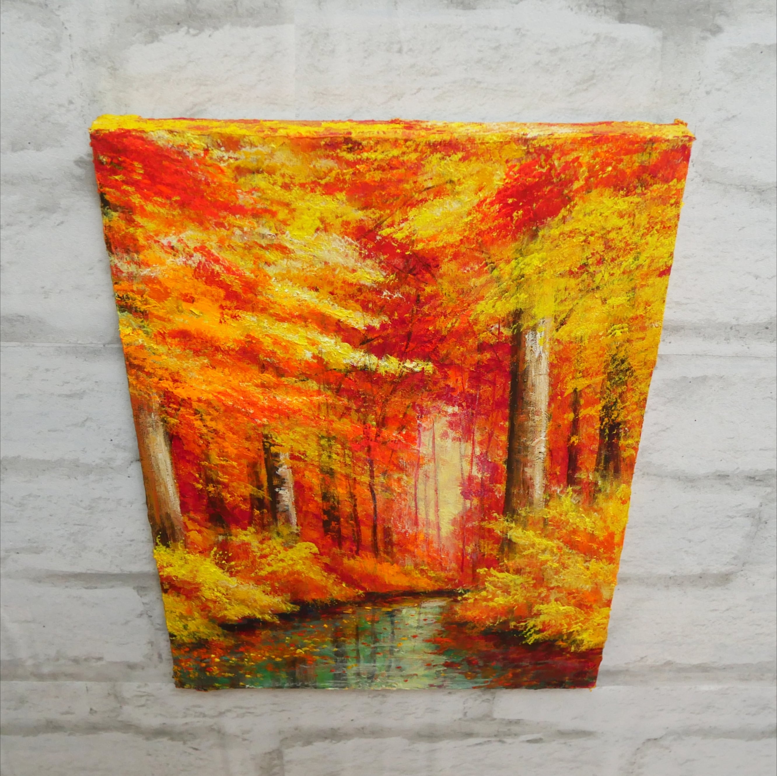 油絵 油彩 油彩画 絵 絵画【紅葉の川】 | HIROSHI1990 油絵 油彩 油彩画 絵 絵画【紅葉の川】 | HIROSHI1990