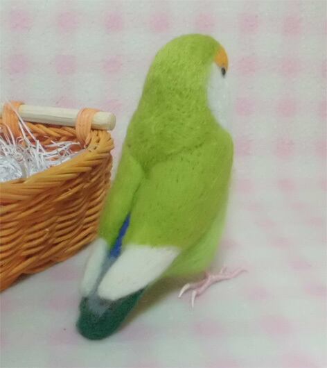 受注作成品】 コザクラインコ リアルサイズ♪ 羊毛フィギュア 1/1