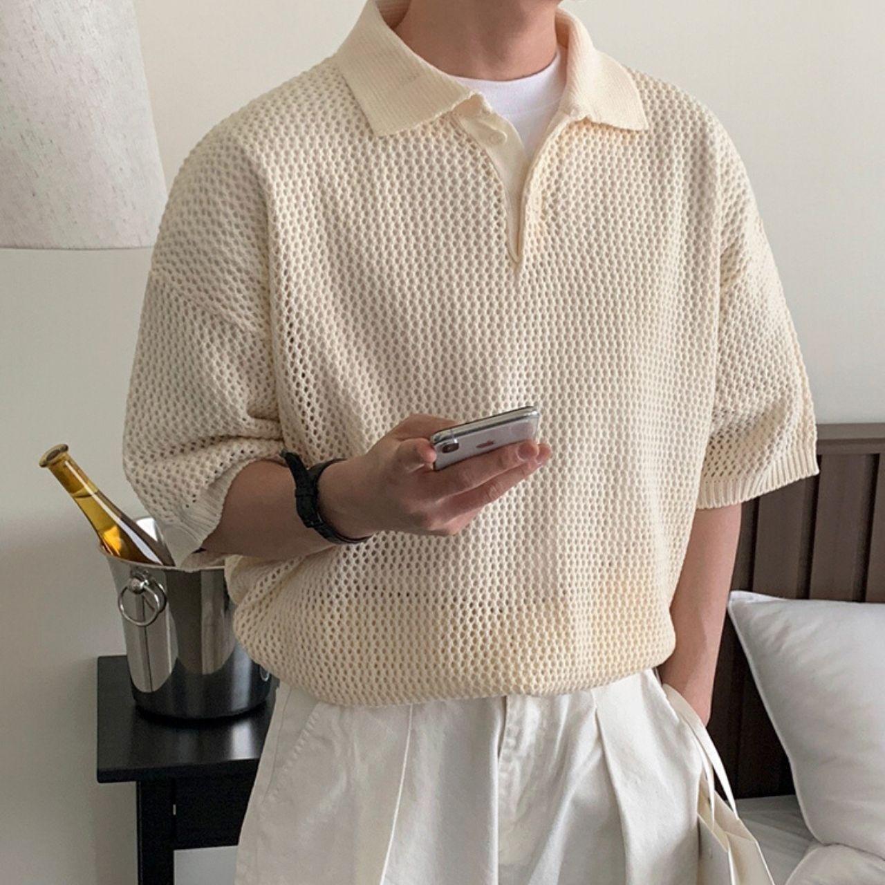 ざっくりニットポロシャツ　MT0080431