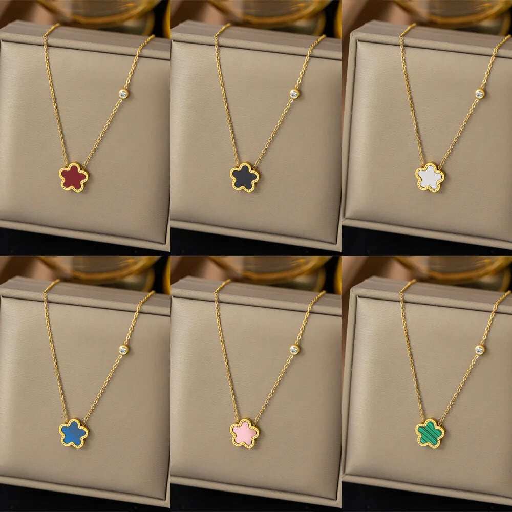 上品*18Kメッキステンレス&マザーオパール クローバーネックレス 66cdece02d4443c7ce501be8436cc5