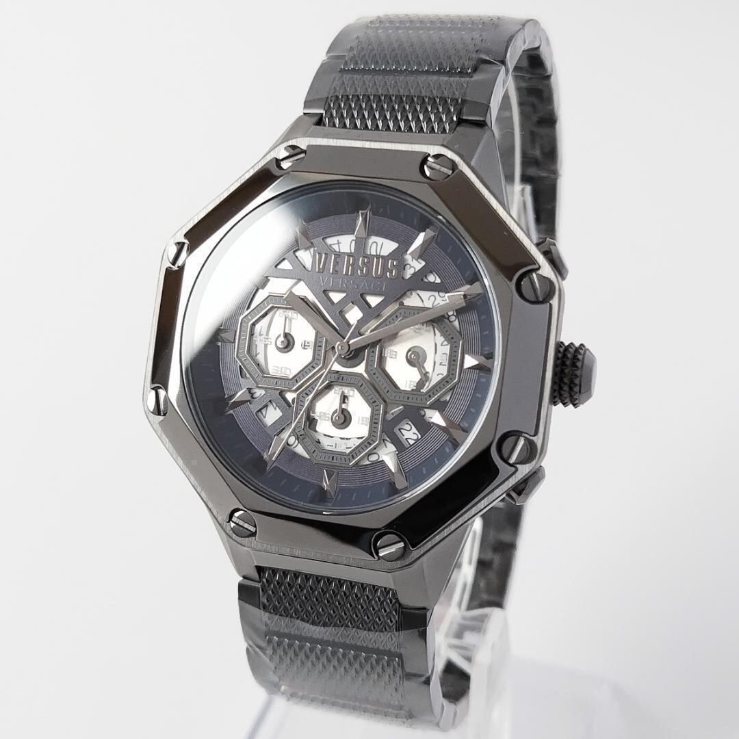 VERSUS VERSACE VSP393821 ダークグレー新品メンズ腕時計ネイビー紺 