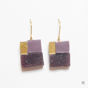 【ベーシック】フックピアスL　紫×ゴールド×薄紫　