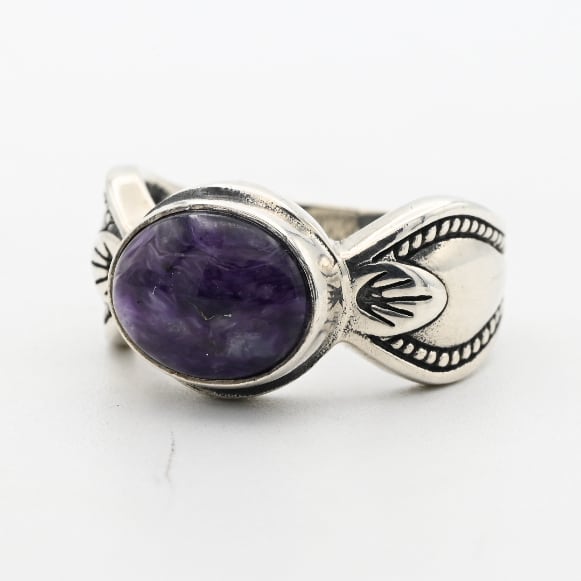 Rounded Charoite Accent Graceful Design Ring #11.5 / Denmark