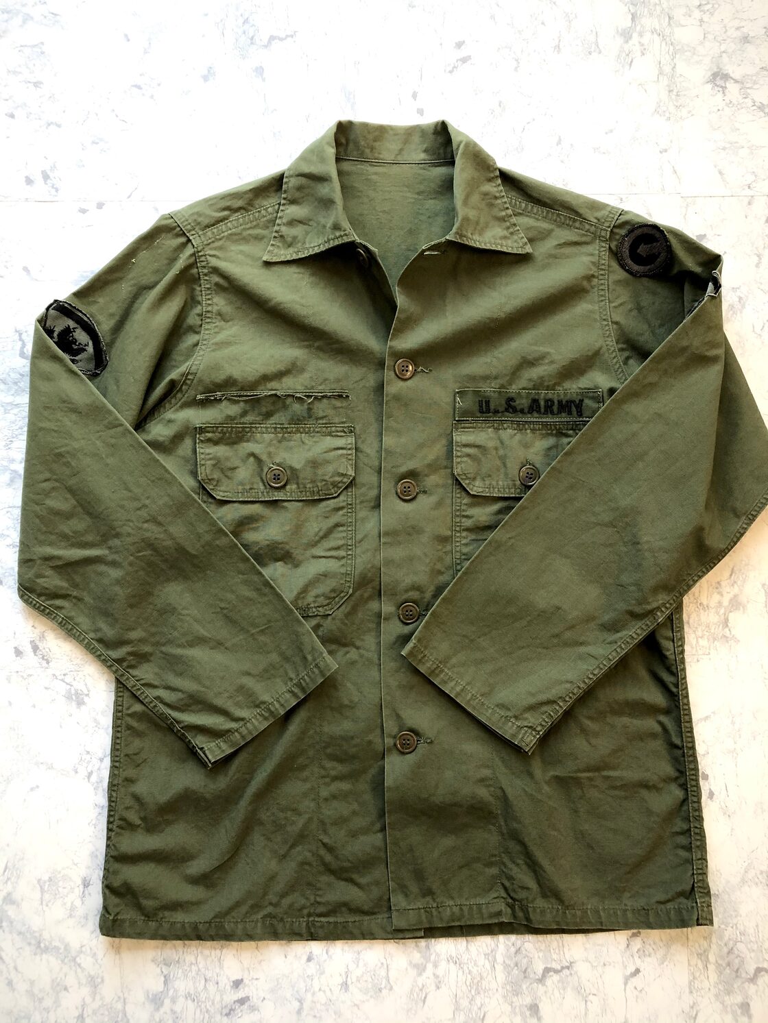 60s VINTAGE US.ARMY / LOUIS ARONOFF .CO COTTON POPLIN FATIGUE 