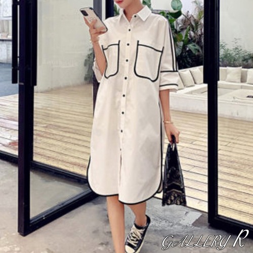 白シャツ　ブラウス　ロングシャツ