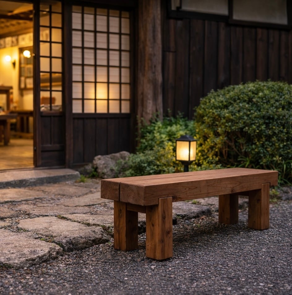 無垢材のどっしり木製ベンチ】庭・玄関・店舗に馴染むシンプルベンチ