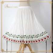 フォークダンス 衣装 スカート ホワイト系 ナロッドニー 刺繍 花柄 チロリアン チロルスカート プリーツ 白 赤 緑 橙 NARODNI 爽やか かわいい フラワー ダンス衣装 イベント 練習 レッスン スカラップ レッド系 オレンジ系 グリーン系