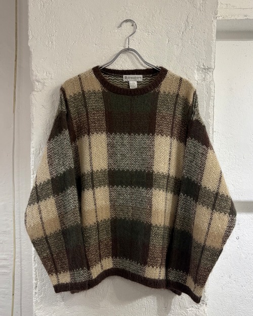 90s dressbarn Block-Check Crew Mohair Knit