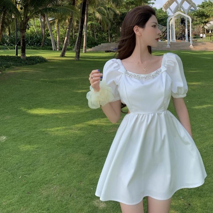 サマーブラックウェストドレス 夏物 スクウェア ドラファッションホール59321303748